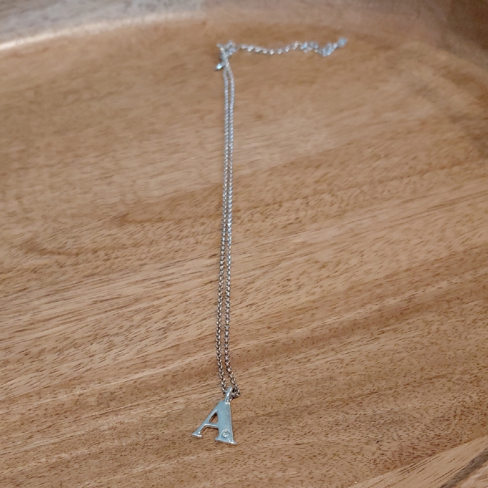Silver Initial 'A' Pendant Necklace
